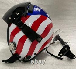 Hgu-55 Custom Flight Pilot Helmet American Flag+badge