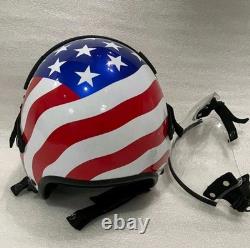 Hgu-55 Custom Flight Pilot Helmet American Flag+badge