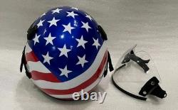 Hgu-55 Custom Flight Pilot Helmet American Flag+badge