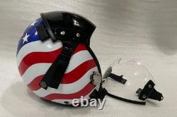 Hgu-55 Custom Flight Pilot Helmet American Flag+badge