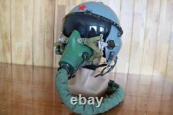 High Altitude Fighter Pilot Flying Helmet, Black Sun Visor, Oxygen Mask