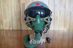 High Altitude Fighter Pilot Flying Helmet, Black Sun Visor, Oxygen Mask