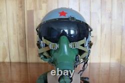 High Altitude Fighter Pilot Flying Helmet, Black Sun Visor, Oxygen Mask