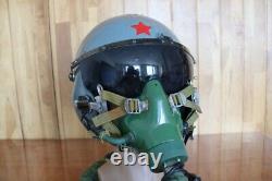 High Altitude Fighter Pilot Flying Helmet, Black Sun Visor, Oxygen Mask