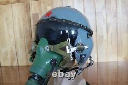 High Altitude Fighter Pilot Flying Helmet, Black Sun Visor, Oxygen Mask