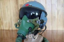 High Altitude Fighter Pilot Helmet, Black Sun Visor, T Hook Oxygen Mask Ym-9915