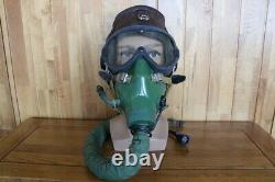 High altitude Fighter Pilot Flight Leather Helmet Oxygen Mask Ym-9915G, Goggles