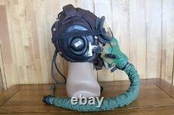 High altitude Fighter Pilot Flight Leather Helmet Oxygen Mask Ym-9915G, Goggles