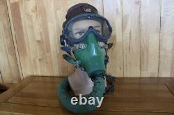 High altitude Fighter Pilot Flight Leather Helmet Oxygen Mask Ym-9915G, Goggles