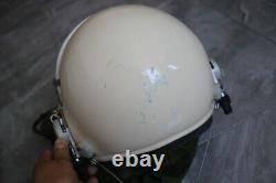 High altitude pilot flight helmet, pull down sunvisor, pressure suit