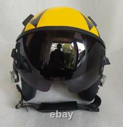 JOLLY ROGER SQUADRONGHOSTHGU-55FLIGHT PILOT HELMET With LEATHER EDGE ROLL+badge