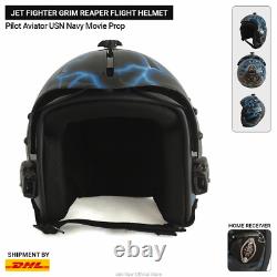 Jet Fighter Grim Reaper Flight Helmet Pilot Aviator USN Navy Movie Prop