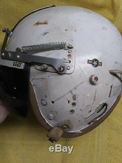 Korean War US Air Force USAF P-4A Pilot Flight Helmet White Visor MicCord L USED