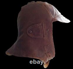 Leather Sheepskin 40s WW2 PILOT SKULL CAP Hat Helmet Flying Flight Aviator Plane