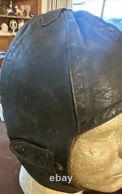 Lot Of 2 WW2 ORIGINAL GERMAN LUFTWAFFE PILOT WINTER LEATHER FLIGHT HELMET X 2