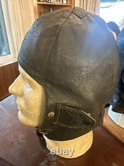 Lot Of 2 WW2 ORIGINAL GERMAN LUFTWAFFE PILOT WINTER LEATHER FLIGHT HELMET X 2