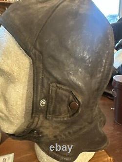 Lot Of 2 WW2 ORIGINAL GERMAN LUFTWAFFE PILOT WINTER LEATHER FLIGHT HELMET X 2