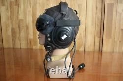 MiG-15 Pilot Leather Flight Helmet, Throat Microphone, Brown Goggles