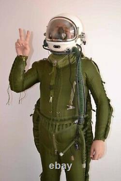 MiG Fighter Pilot Flight Flying Helmet, pull Down Black Sun visor, Flying Suit