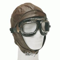 Mil-Tec Flight Leather Hood BROWN AVIATION HELMET WW1 Repro