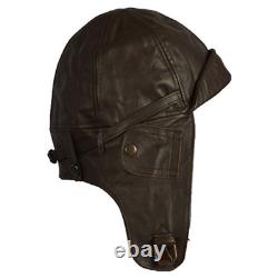 Mil-Tec Flight Leather Hood BROWN AVIATION HELMET WW1 Repro