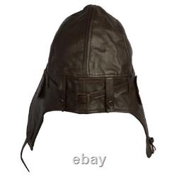 Mil-Tec Flight Leather Hood BROWN AVIATION HELMET WW1 Repro