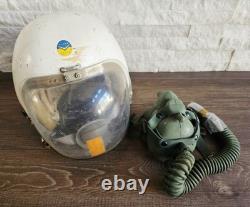 Military Pilot Flight Helmet CAL-MIL Model AD10P0B9B Sz 7-71/8 With Oxygen Mask
