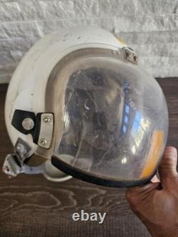Military Pilot Flight Helmet CAL-MIL Model AD10P0B9B Sz 7-71/8 With Oxygen Mask