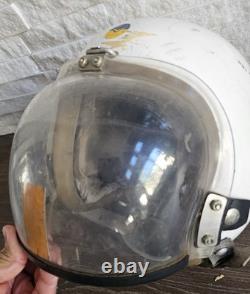 Military Pilot Flight Helmet CAL-MIL Model AD10P0B9B Sz 7-71/8 With Oxygen Mask