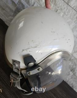 Military Pilot Flight Helmet CAL-MIL Model AD10P0B9B Sz 7-71/8 With Oxygen Mask