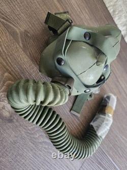 Military Pilot Flight Helmet CAL-MIL Model AD10P0B9B Sz 7-71/8 With Oxygen Mask