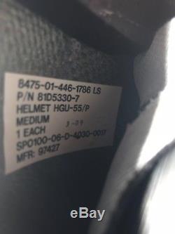 NEW HGU55 GENTEX PILOT FLIGHT HELMET HGU 55/P MEDIUM liner visors