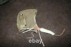 NOS mint WWII USAAF A-9 pilots khaki flying flight helmet sz Medium unissued