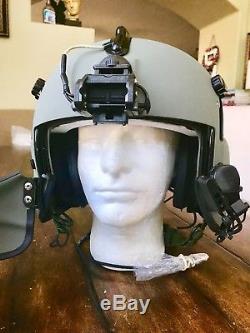 New Hgu56 Gentex Flight Pilot Helmet & Anvis Nvg, Mfs, Cep Ml11, Cobra MIC Lg