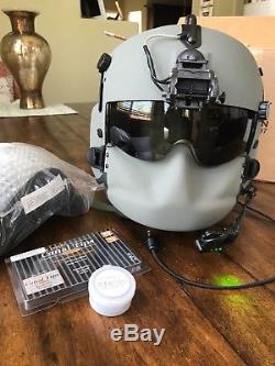 New Hgu56 Gentex Flight Pilot Helmet, Anvis Nvg, Mfs, Tpl, Cep Light MIC 56 XL