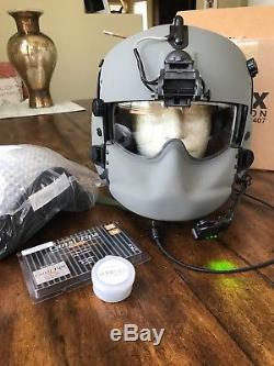 New Hgu56 Gentex Flight Pilot Helmet, Anvis Nvg, Mfs, Tpl, Cep Light MIC 56 XL