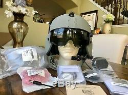 New Hgu56 Gentex Flight Pilot Helmet & Nvg, Mfs Shield Mask, Cep Lg Hgu 56