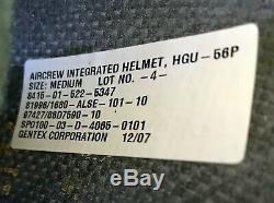 Nos Rare Black Hgu56 Gentex Flight Pilot Helmet Hellicopter Hgu 56