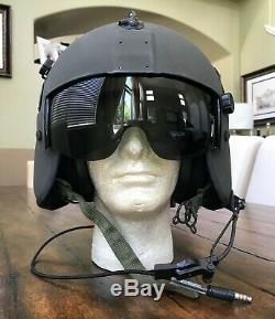 Nos Rare Black Hgu56 Gentex Flight Pilot Helmet & Lip Light Ml-8 Hgu 56