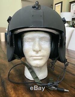 Nos Rare Black Hgu56 Gentex Flight Pilot Helmet & Lip Light Ml-8 Hgu 56