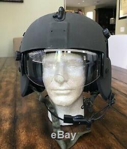 Nos Rare Black Hgu56 Gentex Flight Pilot Helmet & Lip Light Ml-8 Hgu 56