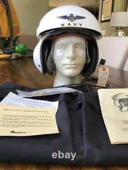 Nos Usn Navy Gentex Sph-3b Helicopter Pilot Flight Helmet And Bag Sph