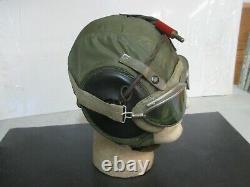 ORIGINAL WWII US ARMY AIR FORCE AAC PILOT FLIGHT HELMET withReceiver &Goggle