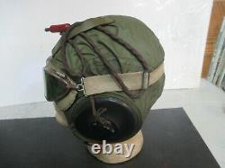 ORIGINAL WWII US ARMY AIR FORCE AAC PILOT FLIGHT HELMET withReceiver &Goggle