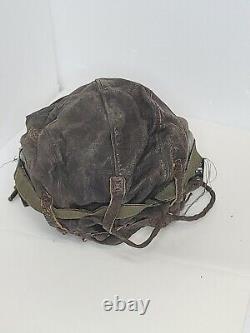 ORIGINAL WWII US ARMY AIR FORCE LEATHER PILOT FLIGHT HELMET withReceiver & Goggle