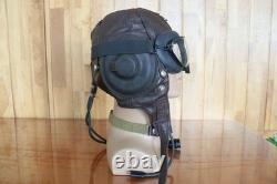 Original Air Force MiG-15 Pilot Leather Helmet(3#/57cm), Vintage Big Goggles, Mic