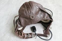 Original Air Force MiG-15 Pilot Leather Helmet(3#/57cm), Vintage Big Goggles, Mic