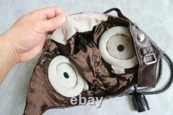 Original Air Force MiG-15 Pilot Leather Helmet(3#/57cm), Vintage Big Goggles, Mic