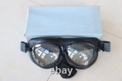 Original Air Force MiG-15 Pilot Leather Helmet(3#/57cm), Vintage Big Goggles, Mic