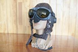 Original Air Force MiG-15 Pilot Leather Helmet(3#/57cm), Vintage Brown Goggles